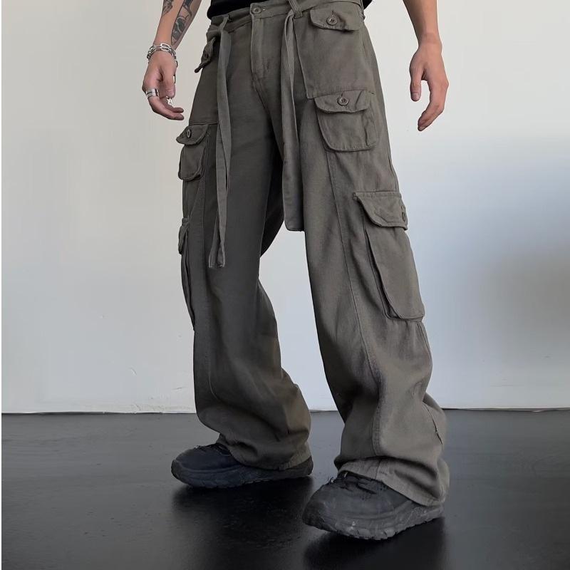 Men And Women Retro Large Pocket Overalls Wide Leg Pants Straight Summer New Fashion Casual Pants Japanese Harajuku Large Size