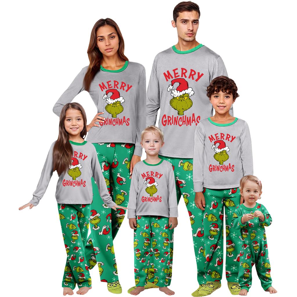 Parent-child Christmas Print Home Suit Long-sleeved Top And Pants
