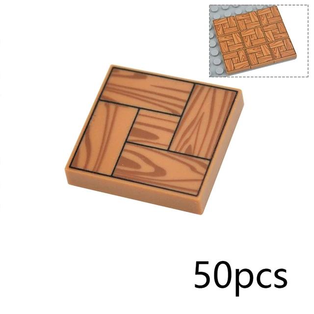 MOC Tile Smooth Printed 1x1 1x4 1x6 2x2 Assemble Particles 2431 3068 Flat Wood Grain Pattern Traffic Warning Bricks Accessories