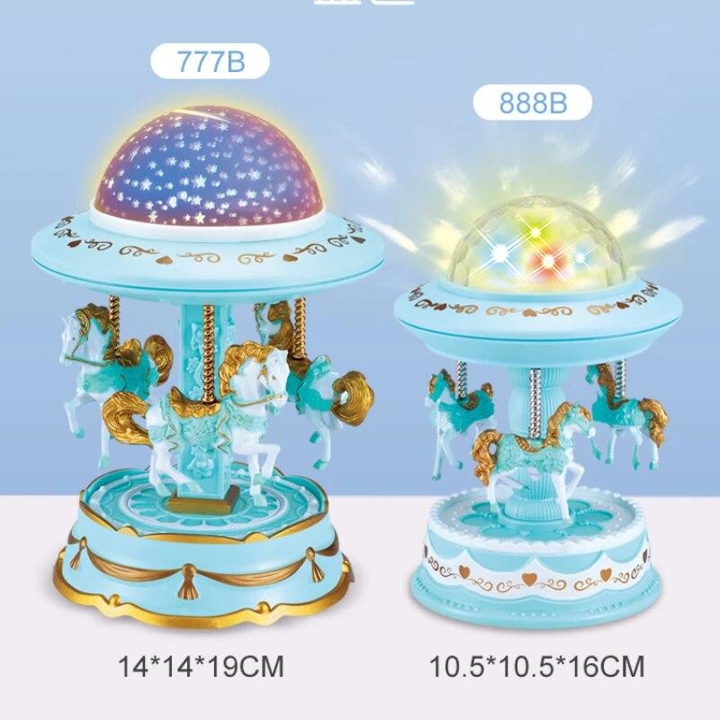Creative Nordic Carousel Music Box Star Projection Light Luminous Music Box Home Desktop Decorative Arts and Crafts Holiday Gift