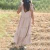 Women's Cotton And Linen Dress Women Sexy Tie Shoulder Cami Dress Casual Loose Sleeveless Ruched Flowy Dress