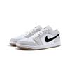 Jordan Air Jordan 1 Slip Resistant Abrasion Resistant Low Top Vintage Basketball Shoes Unisex White Gray 553558-146(Team1254-)