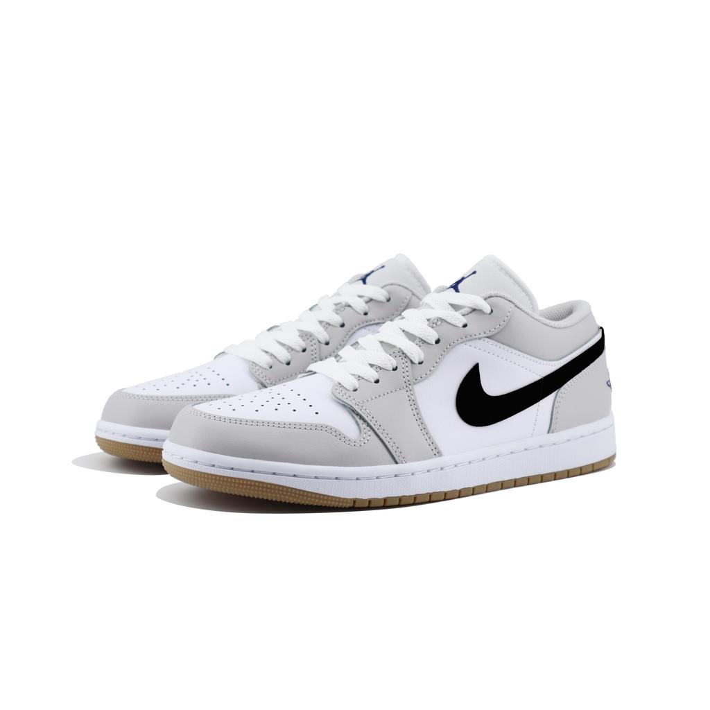 Jordan Air Jordan 1 Slip Resistant Abrasion Resistant Low Top Vintage Basketball Shoes Unisex White Gray 553558-146(Team1254-)