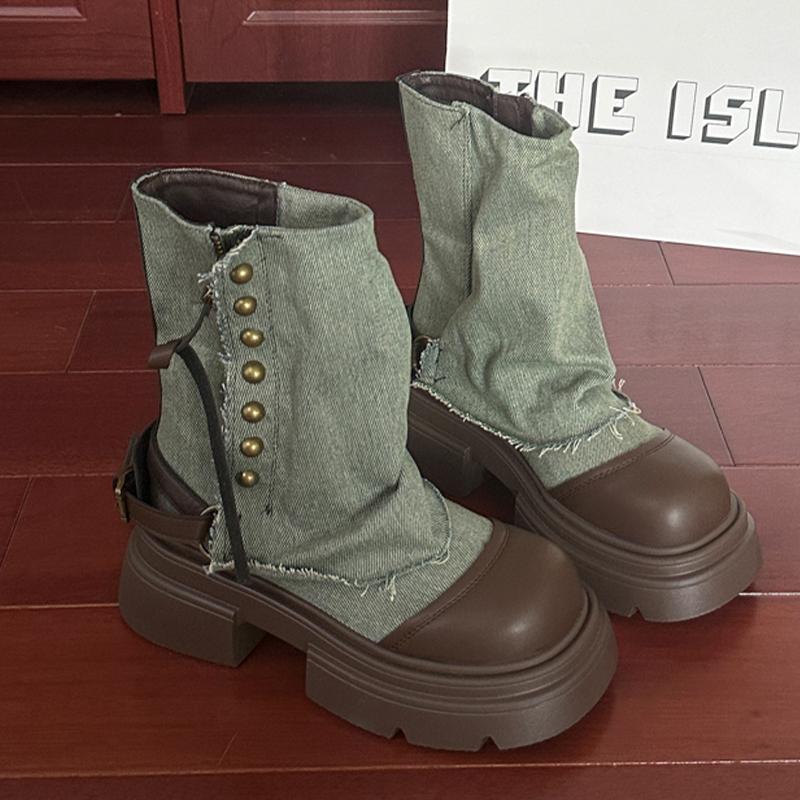 Cowboy Boots for Women Flats Platform Casual Designer Ankle Boots Winter Woman Shoes 2025 Goth Chelsea Botas De Mujer