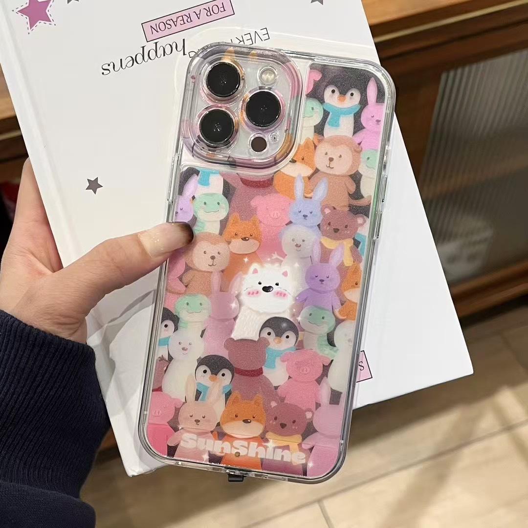 

Incoming Call Flash Full-Screen iPhone Case: Cute Animals, Drop-Proof, for iPhone 11/13/14 Pro Max/16/17 16
