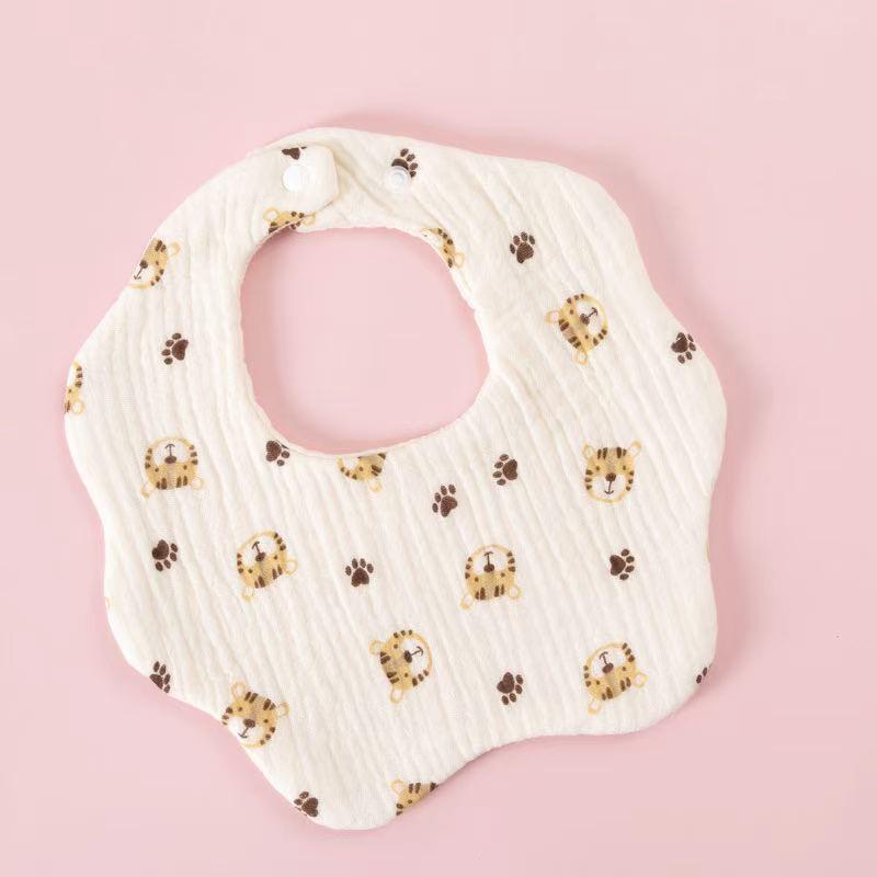 Cross-Border Six-Layer Cotton Crepe Baby Drool Bib - Pure Cotton Crinkled Gauze Marshmallow Bib