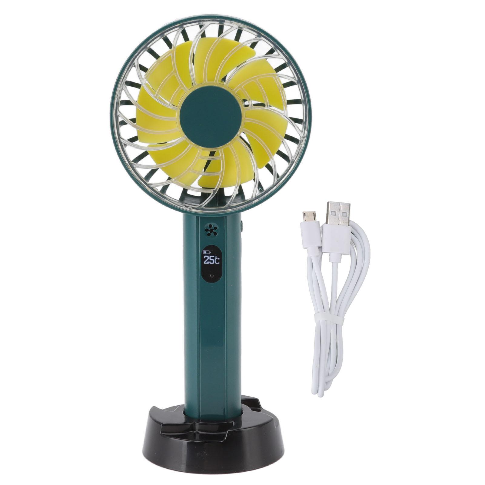 Handheld Fan Strong Wind USB Charging Large Fan Blade Design Handheld Portable Fan with Base for Travel Home