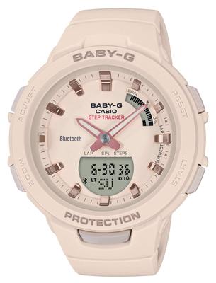 Dámské sportovní hodinky Babygie s krokoměrem a Bluetooth, béžové [Casio] [] BSA-B100-4A1JF