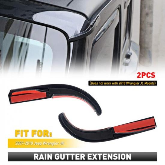 Water Rain Diverters Gutter Extension For Jeep Wrangler 2007-2017 JK Accessories