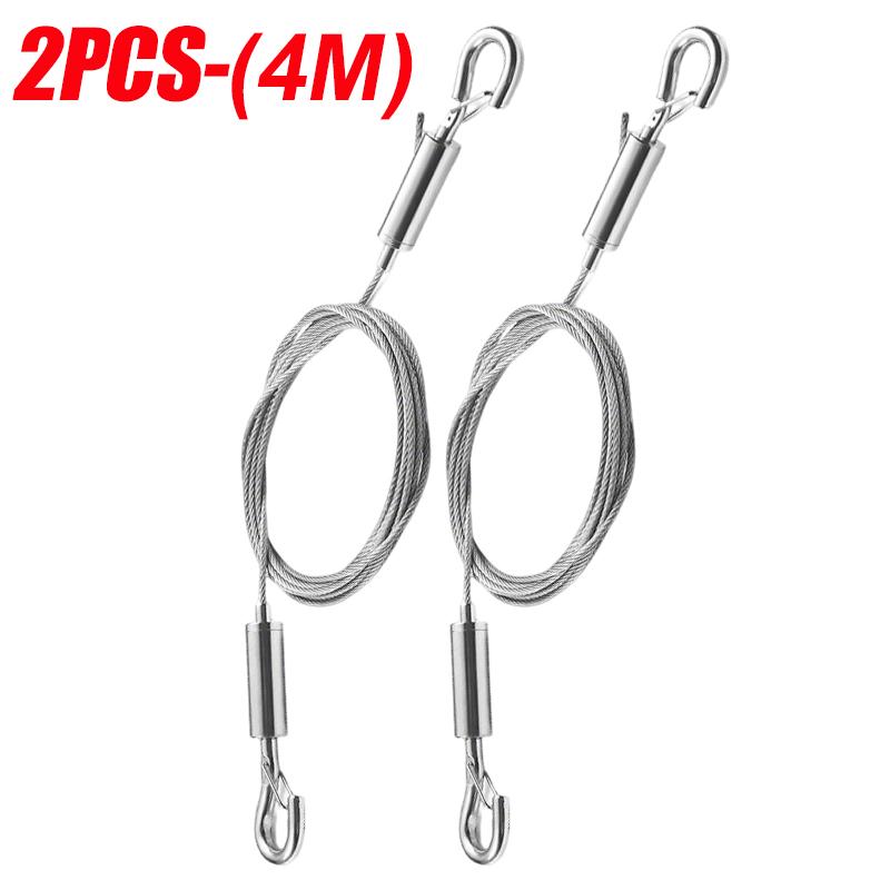 Stainless Steel Wire Rope With Spring Hook Heavy-Duty Adjustable Picture Hanging Wire Rope For Clothesline Fishing Lifting Cable