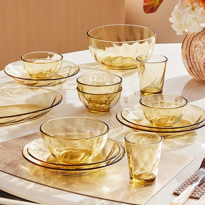 GLASSLOCK Amber Glass Small Bowl Set