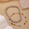 Colorful Rainbow Zircon Bracelet Luxury Chain Bracelets Heart Shaped Bracelet  Wedding