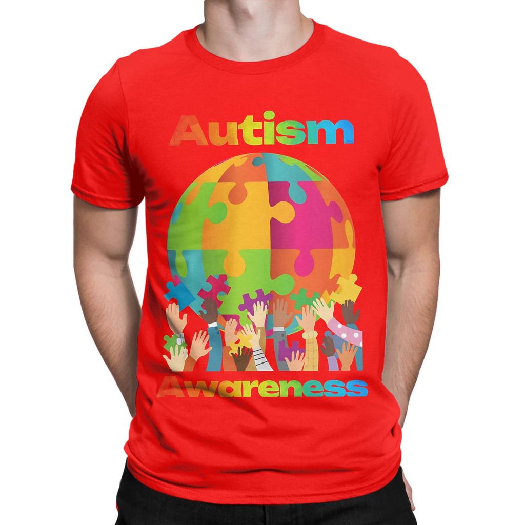 Awareness Rainbow World Puzzle Funny Graphic 100 Cotton Tshirt Autism Tops Tees For Unisex