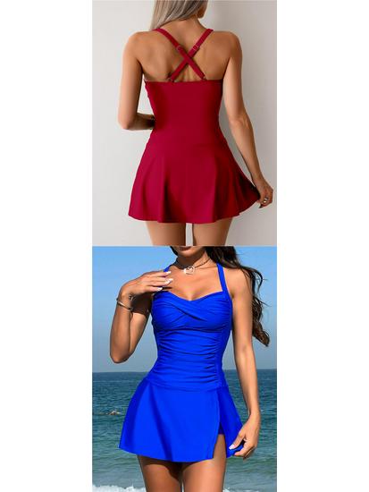 2025 Women's Plus Size Swimwear: New European & American Style Split Skirt Boxer Briefs