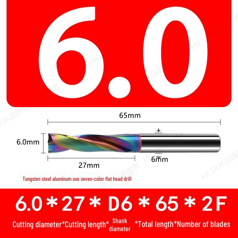 Tungsten Steel Flat Head Drill Bit for Aluminum, 180°, 4.1-6.0mm (0.1mm Intervals)