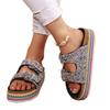 Large Size Platform Sandals Double Buckle Plus Diamond Hemp Rope Wind Beach Shoes Platform Heightening Muffin Shoes