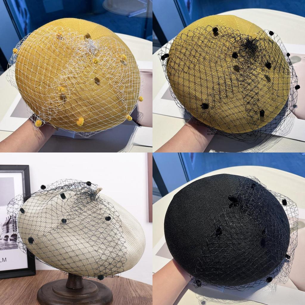 Stylish Mesh Cotton Beret Hat For Women With Vintage Design And Breathable Fit For Daily Use