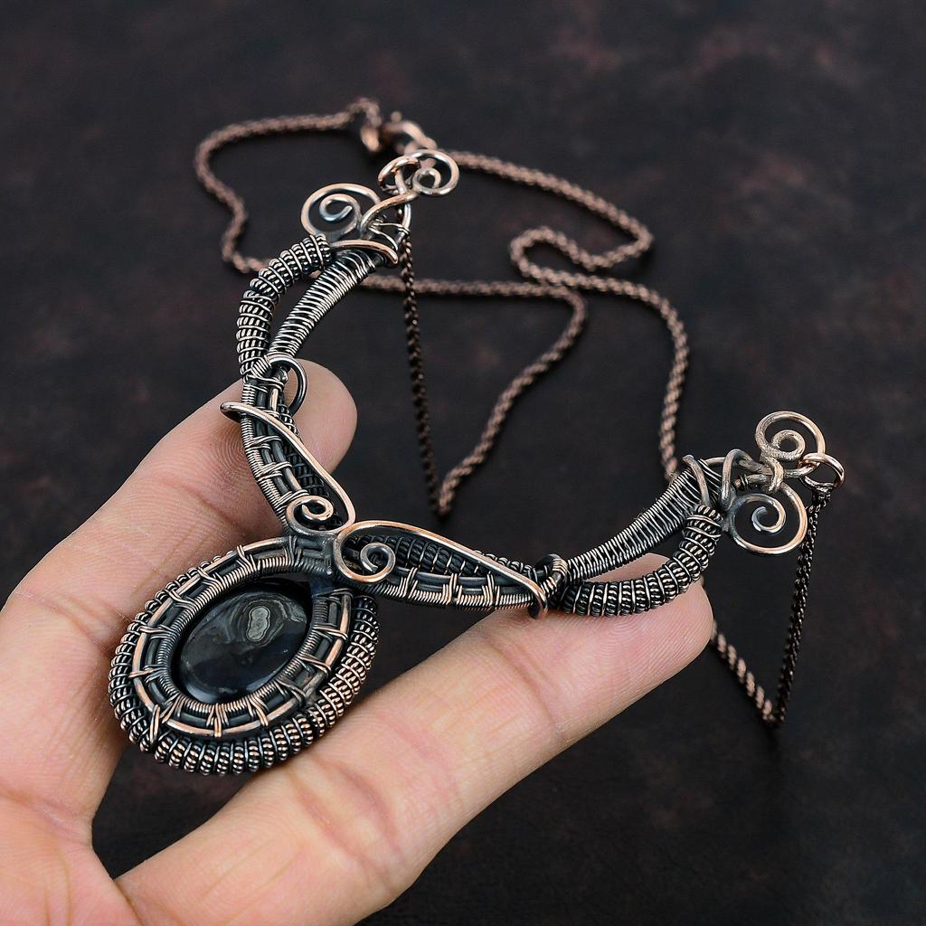 Psilomelane Necklace Copper Wire Wrapped Necklace Psilomelane Jewelry Handmade Necklace Real Gemstone Necklace Copper Jewelry Gift For Wife