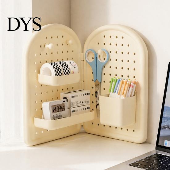 Wall Mounted Pegboard Organizer Perforated Board Storage Rack, Foldable Plastic Organizer, No Peg for Office Drilling Shelf Home Desk And Rack