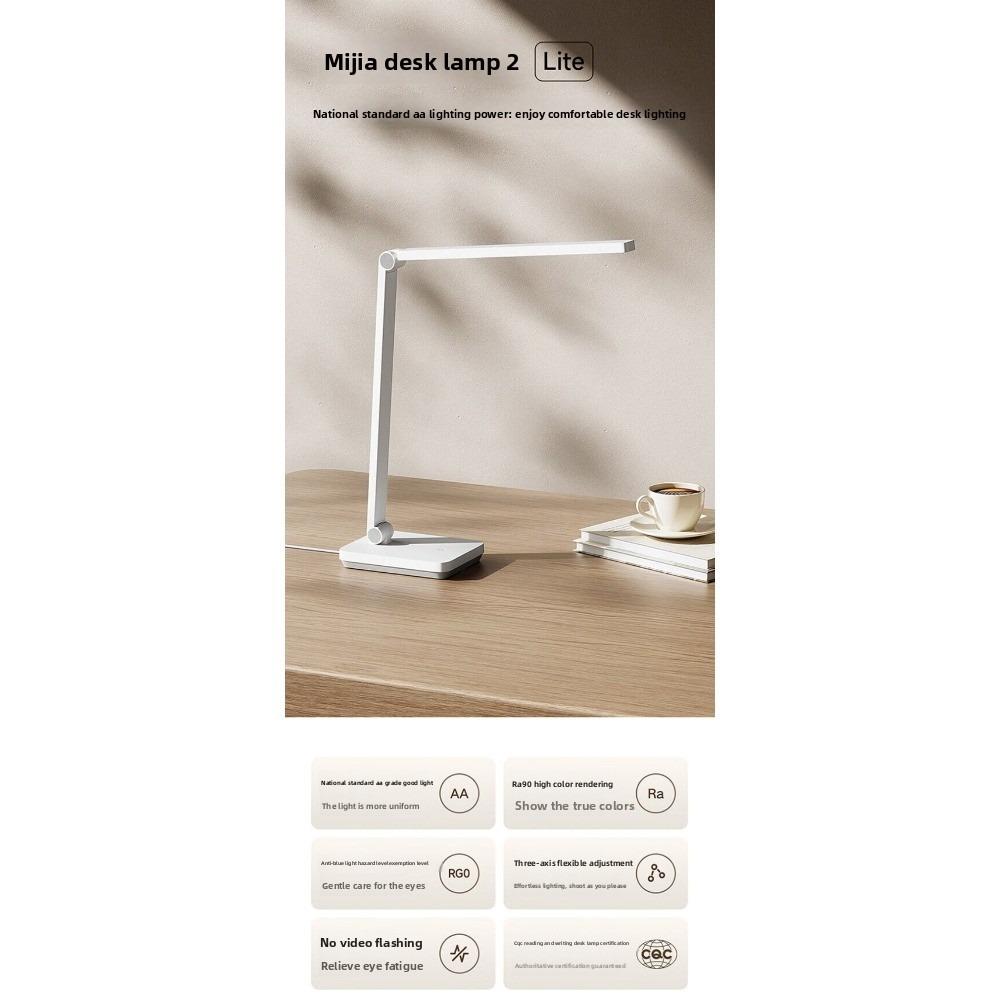 Mijia Desk Lamp 2 Lite, National Standard AA Eye-Caring LED Lamp, Student Study Reading Light, Dimmable Table Lamp for Bedroom & Office