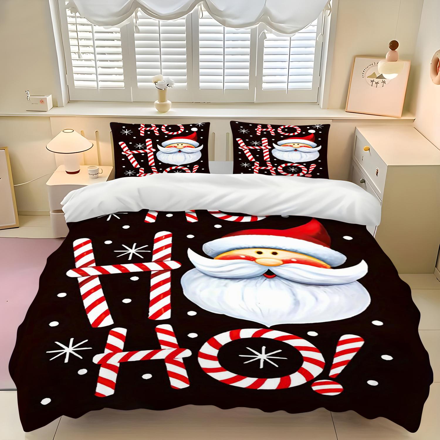 Duvet Cover For Christmas Quilt Cover Santa ClausCute Elk Bedding Set Christmas Furniture Decoration Exquisite Holiday Gift EU Single(135*200cm)3pcs