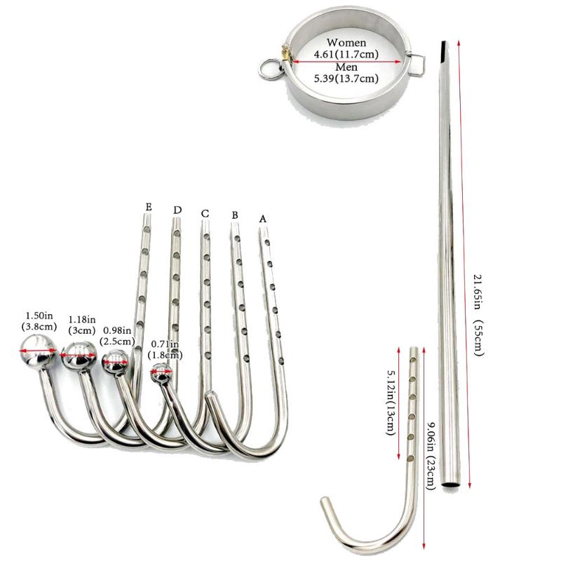 Oțel inoxidabil metal BDSM Bondage gât guler cârlig anal Plug slave blocare reținere SM jucărie sexuală erotică pentru joc de cuplu