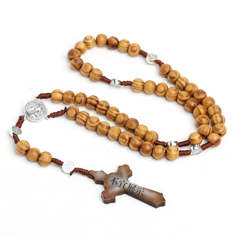 In Stock: Natural Cross Rosary Pendant - European & American Design Rosary Cross Ornament