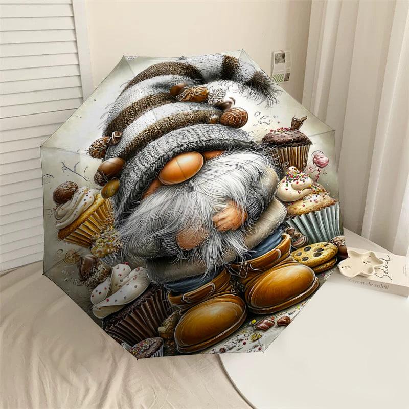 

1PC Gnome CupcakesUmbrella-8-Rib Reinforced, Automatic Open, Lightweight & Durable, Cute Fashion Accessory for Outdoor-P173