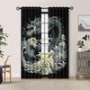 2pcs Dragon Design Blackout Curtains  Polyester Retro Japanese-Inspired Dragon & Wave Art, Grommet Top for Easy Hanging