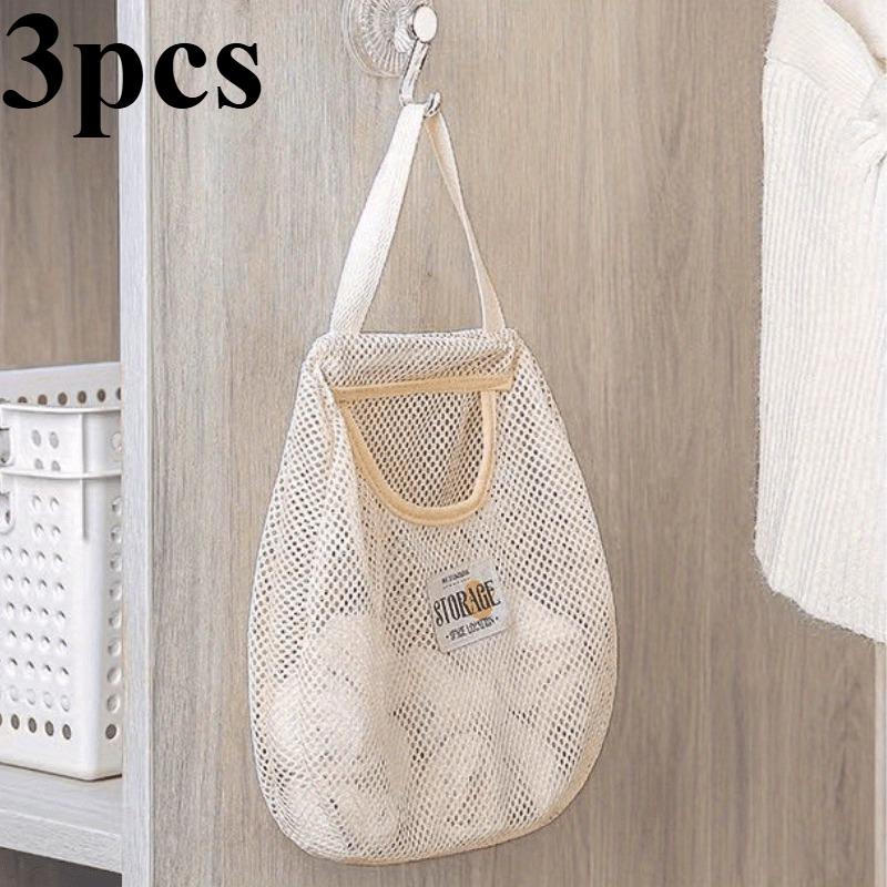 3pcs Canvas Hanging Storage Bags - Wall Mounted,Dormitory Storage Bags|Wall Mounted Bags | Clothing Storage Bags