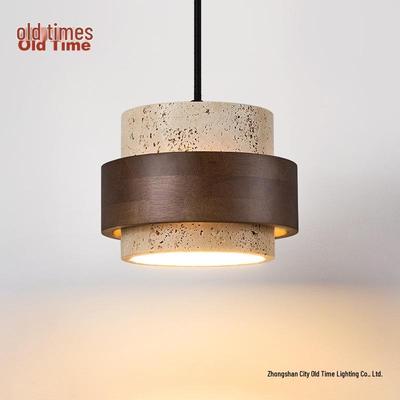 Vintage Yellow Travertine Wabi-Sabi Style Bedside Pendant Light for Bedroom, Bar, or Study