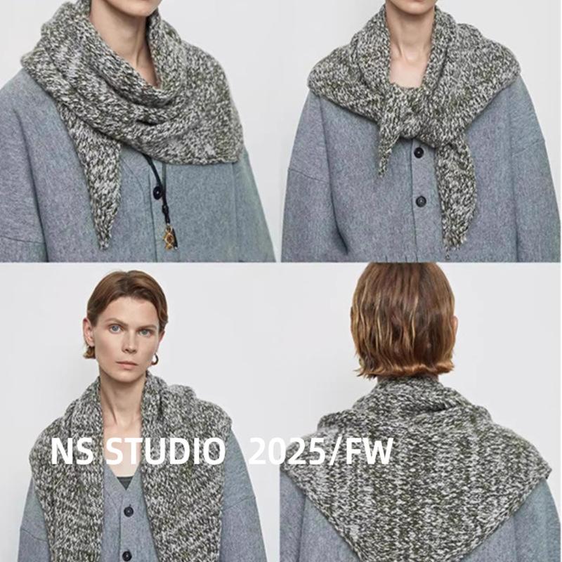 Französischer Retro-Schal aus edlem Gaze-Dreieckstuch für Damen im Winter, modisch, vielseitig, wärmend, Nackenschutz, Außenschal im nordischen Stil