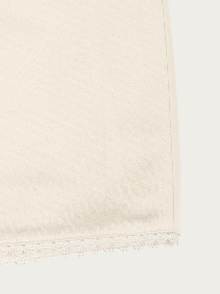 Sasaeoleubis Satin Skirt Ivory