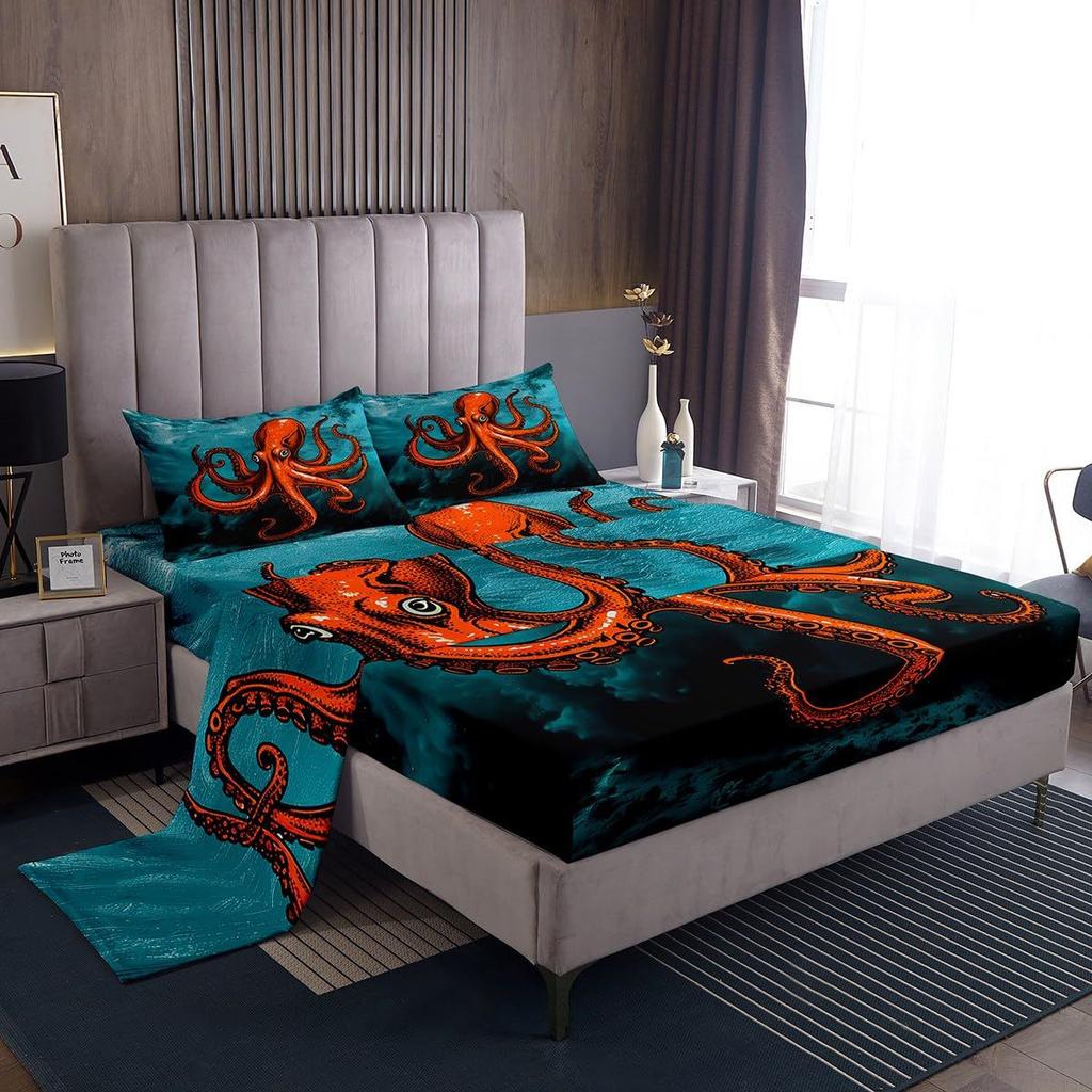 Halloween Ghost Bat Cartoon Pattern Sheet Four-Piece Bedroom Room Dormitory Bedding Decoration