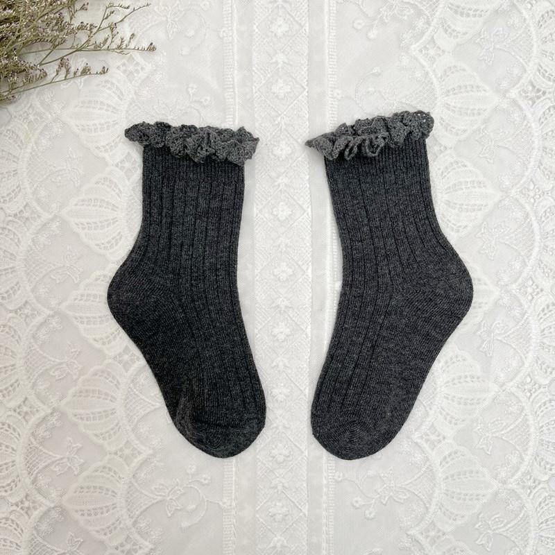 Ruffle Kids Knee High Socks Baby Girls Toddlers Long Soft Cotton Sock Lace Flower Children School Uniform Socks For 0-8Years