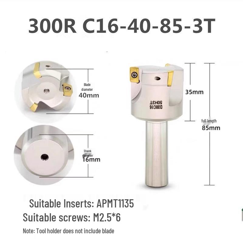 KM12 Right-Angle Milling Arbor with R0.8 Cutter Head, C20 Straight Shank, and C16 R5 Head for Turret Milling Machine