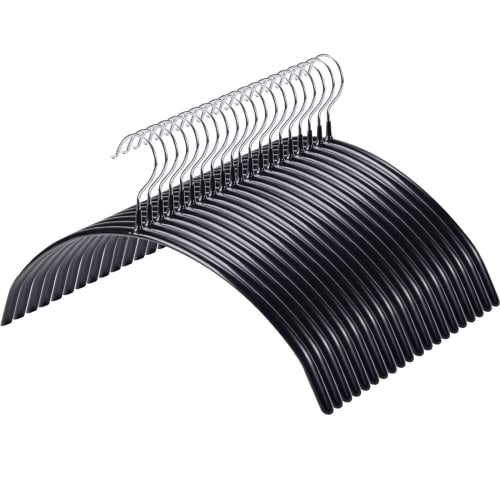 HOSUR Non-Slip, Non-Marking Hangers, 20-Piece Set, Shape-Retaining, Stiffness-Resistant, Laundry Hangers, Space-Saving, Suit Hangers, Black