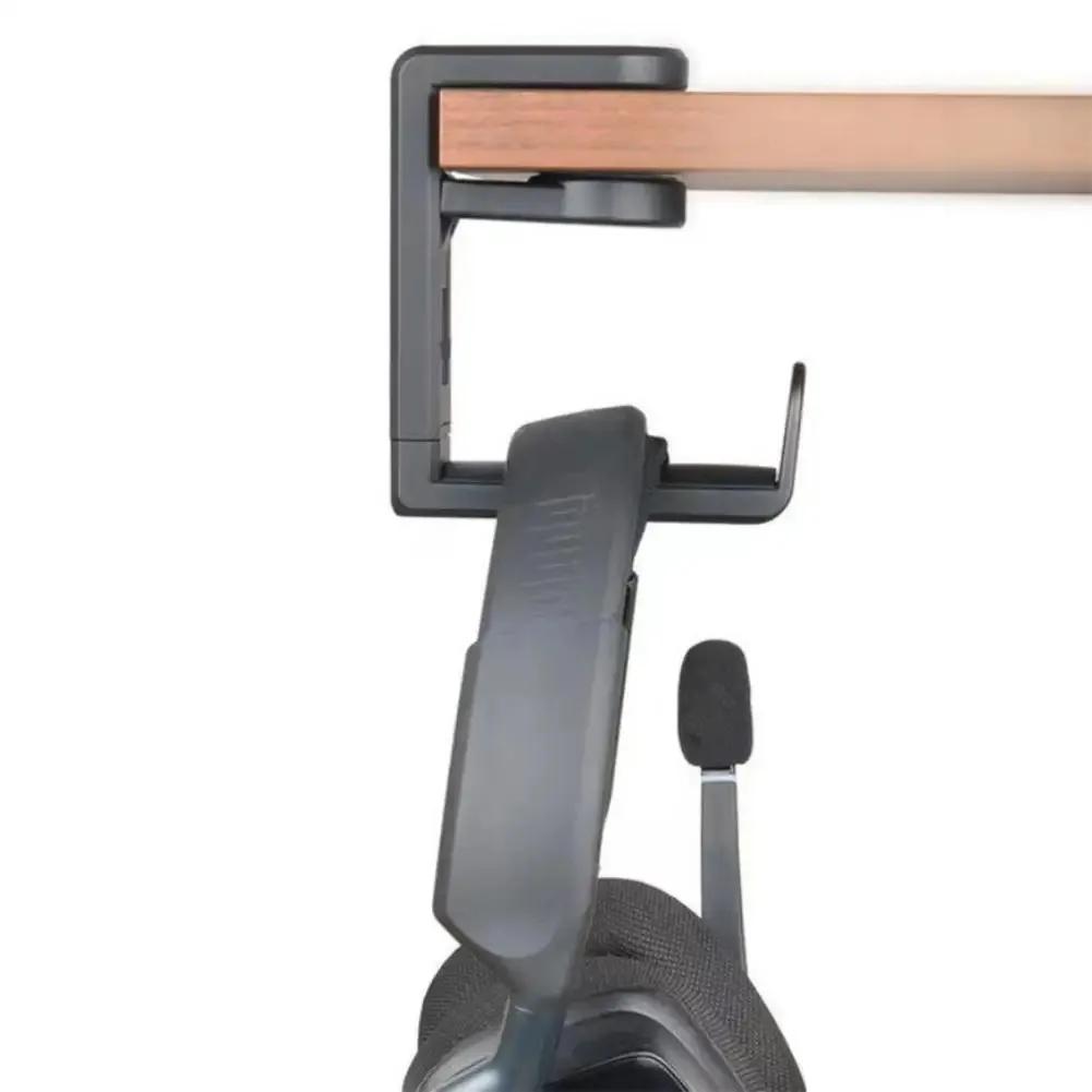 No Punch Headphone Hook Clip Holder Gaming Headset Stand PC Adjustable Headphone Bracket Desk Hanger with Cable Clips Universal