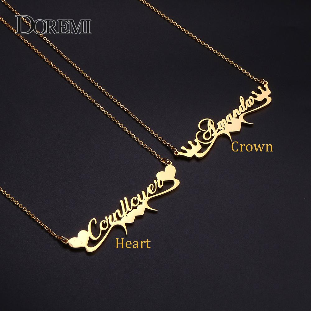 DOREMI Stainless Steel Handmade Custom Personalized Necklaces for Women Jewelry Gold Filled Heart Statement Choker