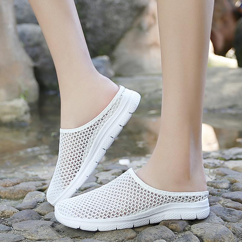 

Женские сабо, прогулочные кроссовки с открытой спиной, летняя обувь для девочек, туфли без шнуровки, удобные повседневные дорожные тапочки-мулы для девочек EU: 37 белый