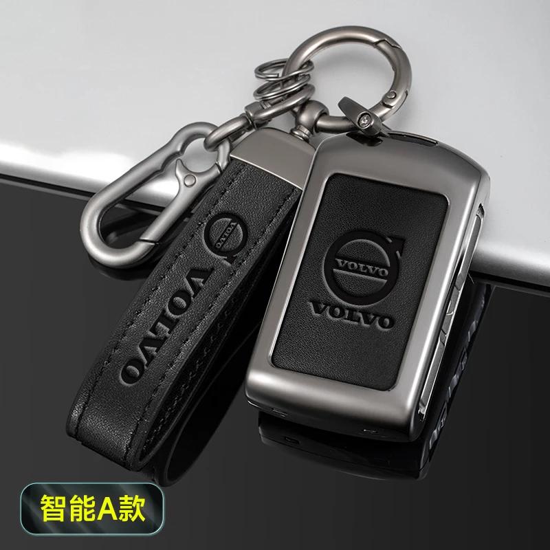 AABBG1 Zinc Alloy Car Key Case Cover Shell Holder Fob For Volvo S60 S90 XC40 XC60 XC90 V90 Polestar 1 Polestar 2 Keychain Car Accessory