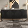 Modernes Schwarzes Sideboard mit 3 Doppeltüren, Großem Stauraum und Matter Oberfläche – Stilvolles Sideboard für Wohnzimmer, Esszimmer & Büro