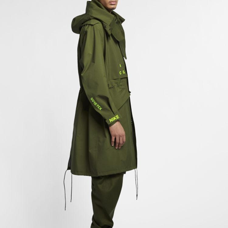 Nike Lab ACG Gore-Tex Dlouhá bunda s kapucí Pánské svrchní oblečení Olivově zelená AQ3516-395