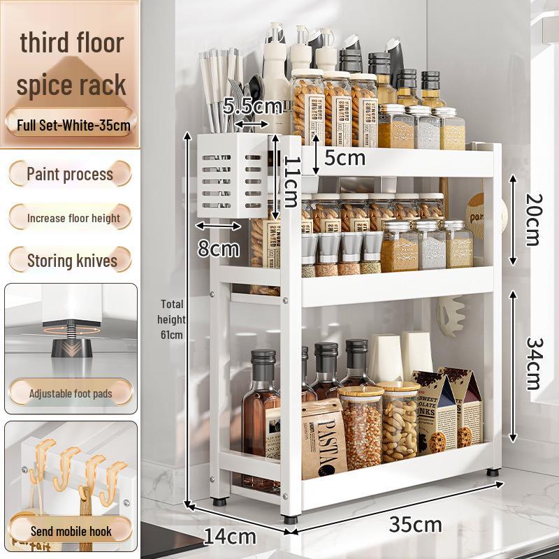 Countertop Kitchen Storage Rack for Spices and Sauces - Organize Oil, Salt, Vinegar, and Soy Sauce