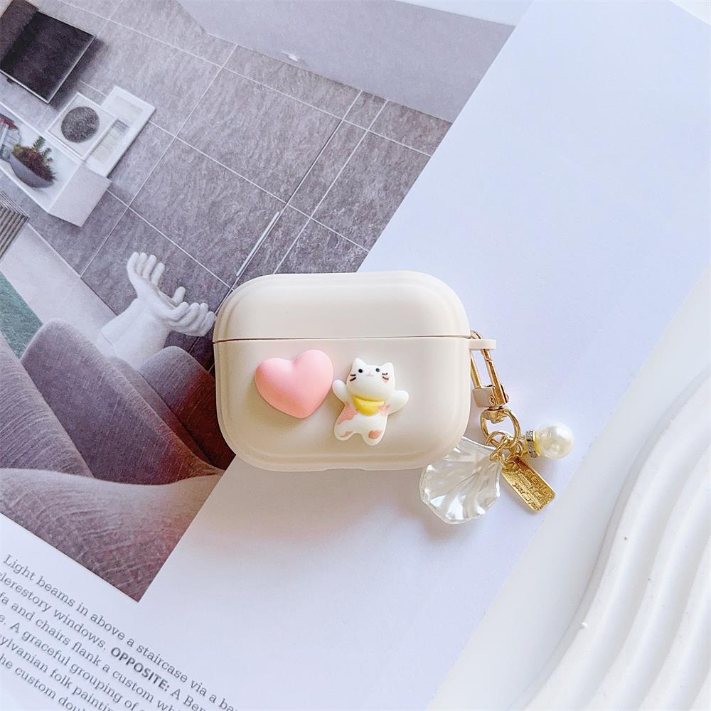 Earphone Case Love Cute Cat for Airpods Pro 1/2/3 High Quality Fall Protection Case Soft Silicone with Keychain Fashionable