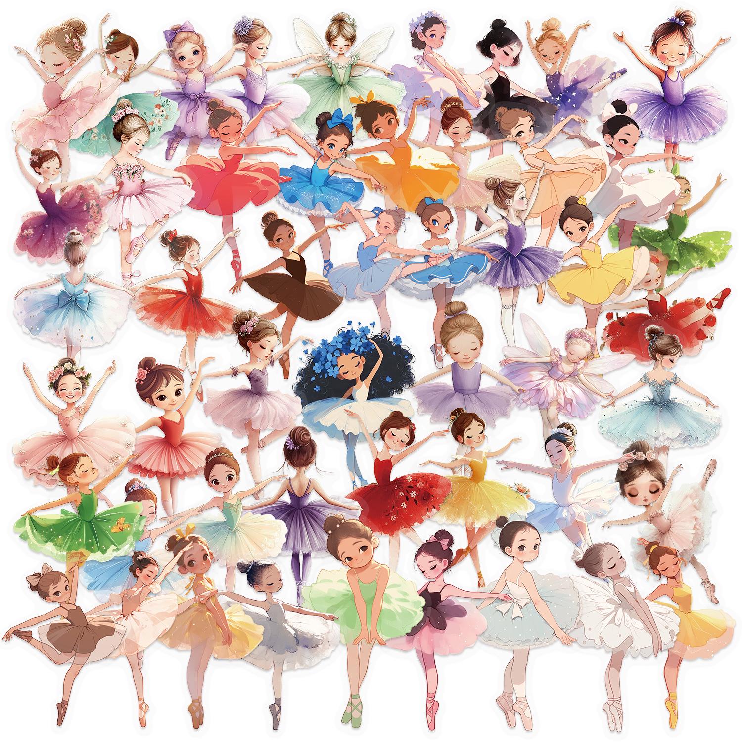 

50 Ballet Girl Transparent Waterproof Stickers for Phone, Cup, Laptop, Notebook