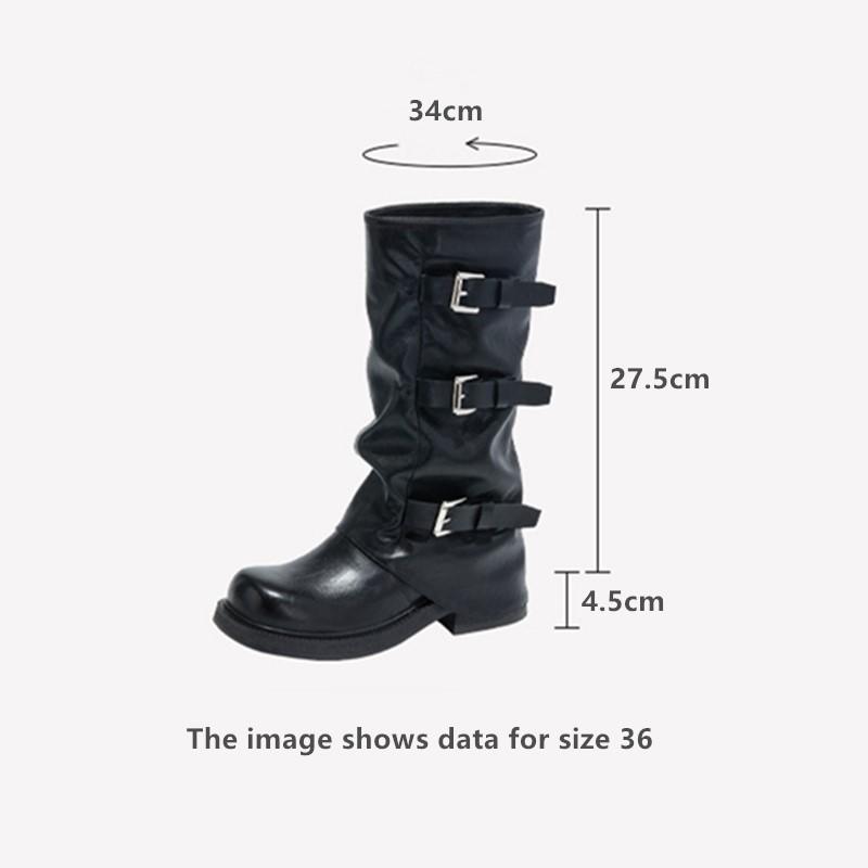 Fashion AIYUQI Women's Western Cowboy Boots 2025 New Square Toe Pleated Women Trouser Leg Boots Large Buckle Boots female