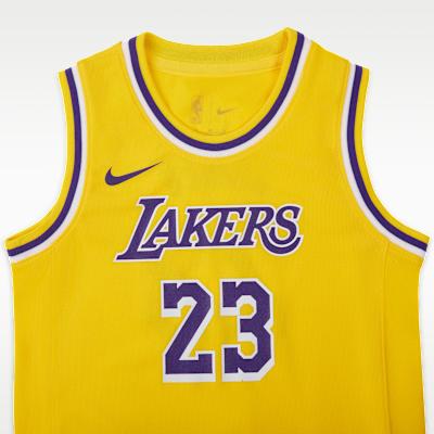Unisex Nike Tank Top LeBron James Icon Edition 2023/24 Season, Los Angeles Lakers Amarillo Yellow Kids'