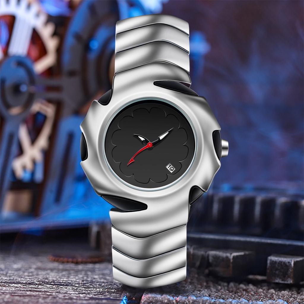 Retro Fashion Trend Men's Watch Y2K Unique Blade Stainless Steel Strap Luxury Top Analog Quartz Waterproof Wristwatches Clock