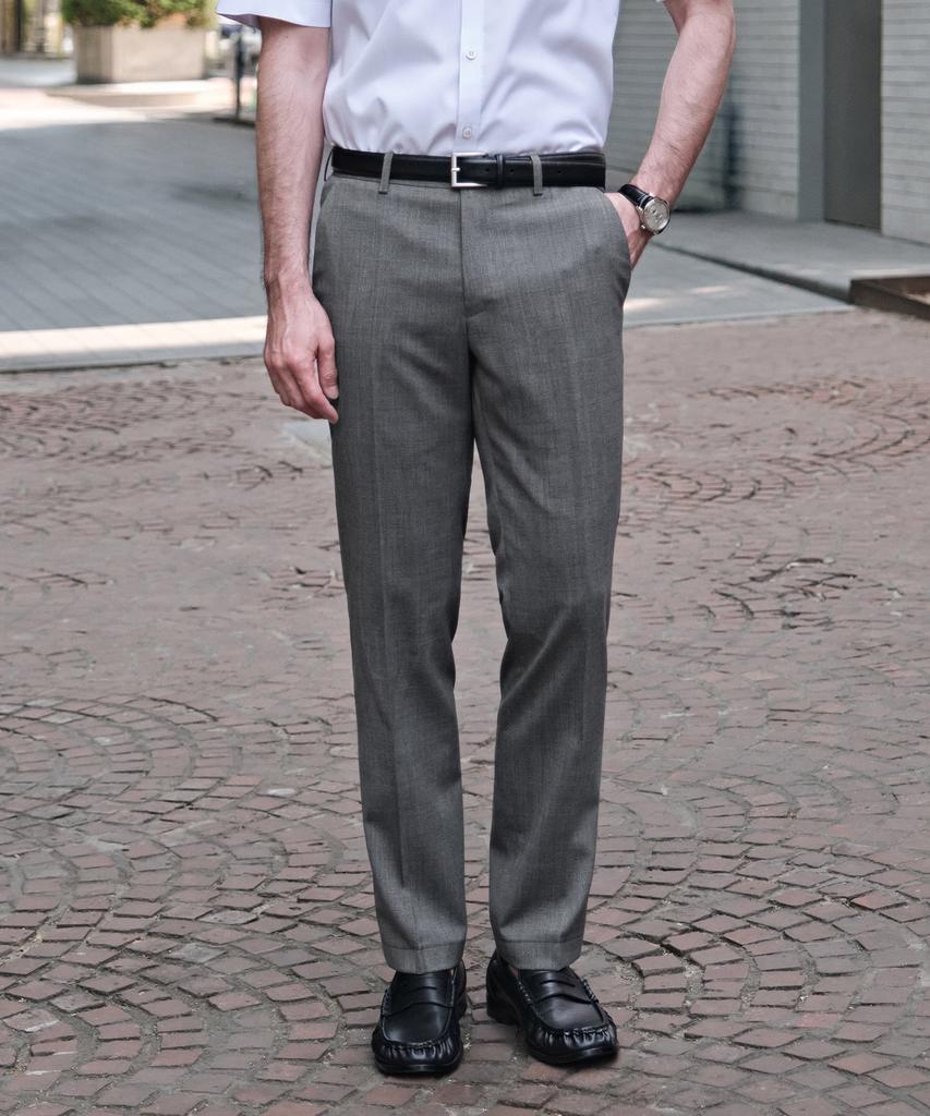 STCO Extra Fine Wool 31% Solid Summer Suit Pants_Grey (Classic Fit)_Sslxb64Csg